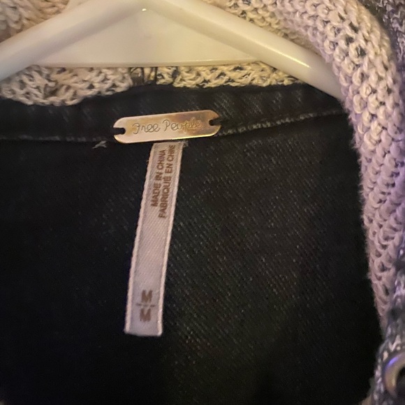 Free People Black and Gray Denim Jean Jacket - Picture 2 of 8